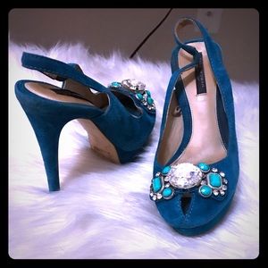 Zara suede embellished heels